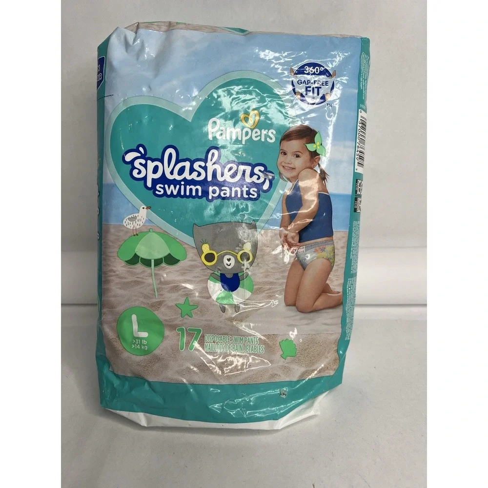 Pampers Splashers Swim Diapers Disposable Water Size Large   31‎ lb 17 Count